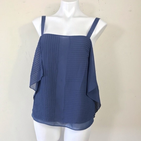 Tory Burch 100% Silk Pintuck Blue Tank Top Blouse Shell Cami Size 6 - Picture 4 of 12